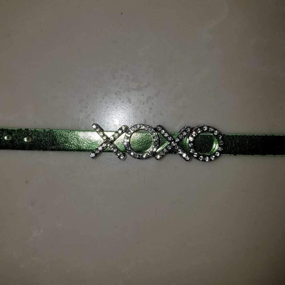 Green Metallic XOXO Bracelet